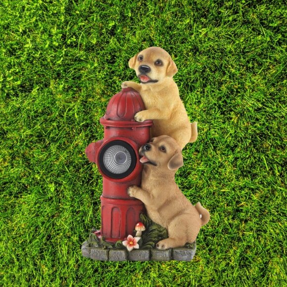 Other - DOGS AND FIRE HYDRANT SOLAR STATUE